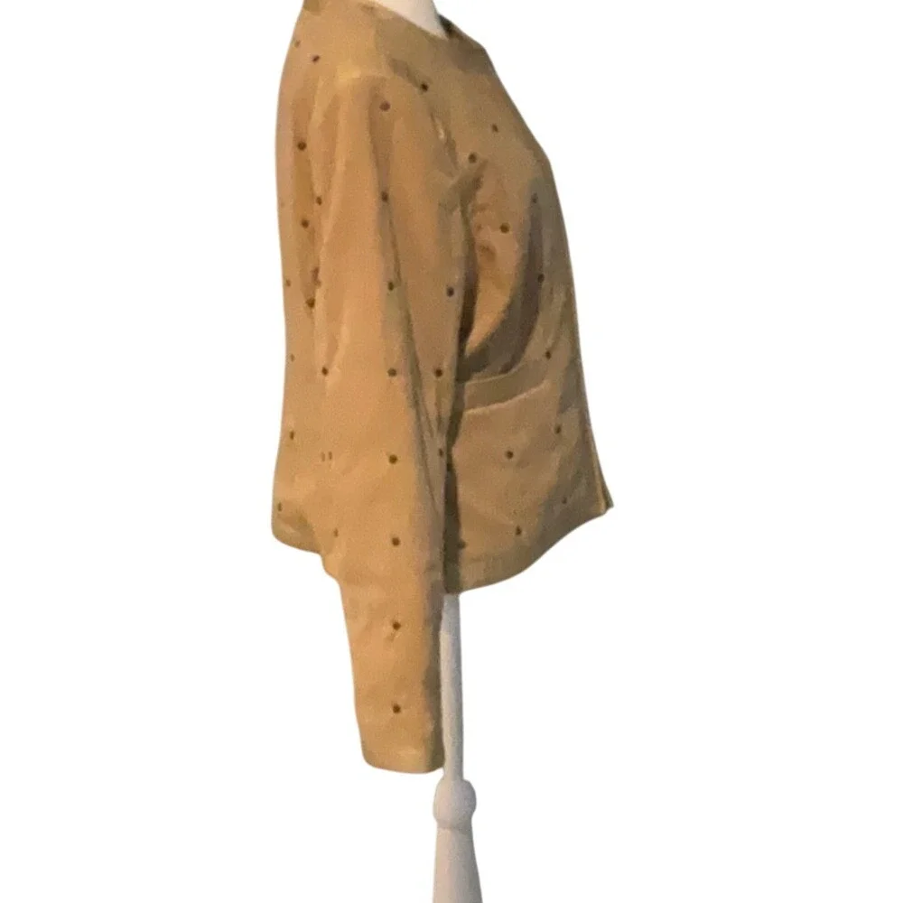Doncaster Women's Quilted Faux Suede Gold Rivet‎ Studded Jacket zip up size 10